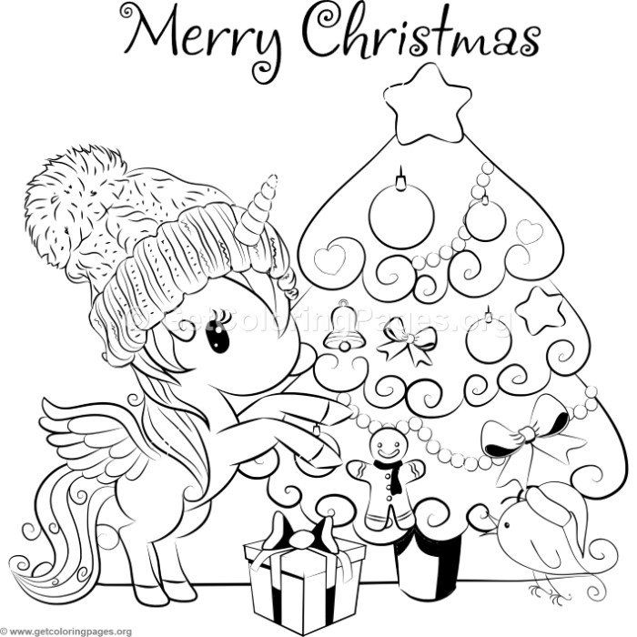 Cartoon christmas tree and unicorn coloring pages unicorn coloring pages christmas unicorn tree coloring page