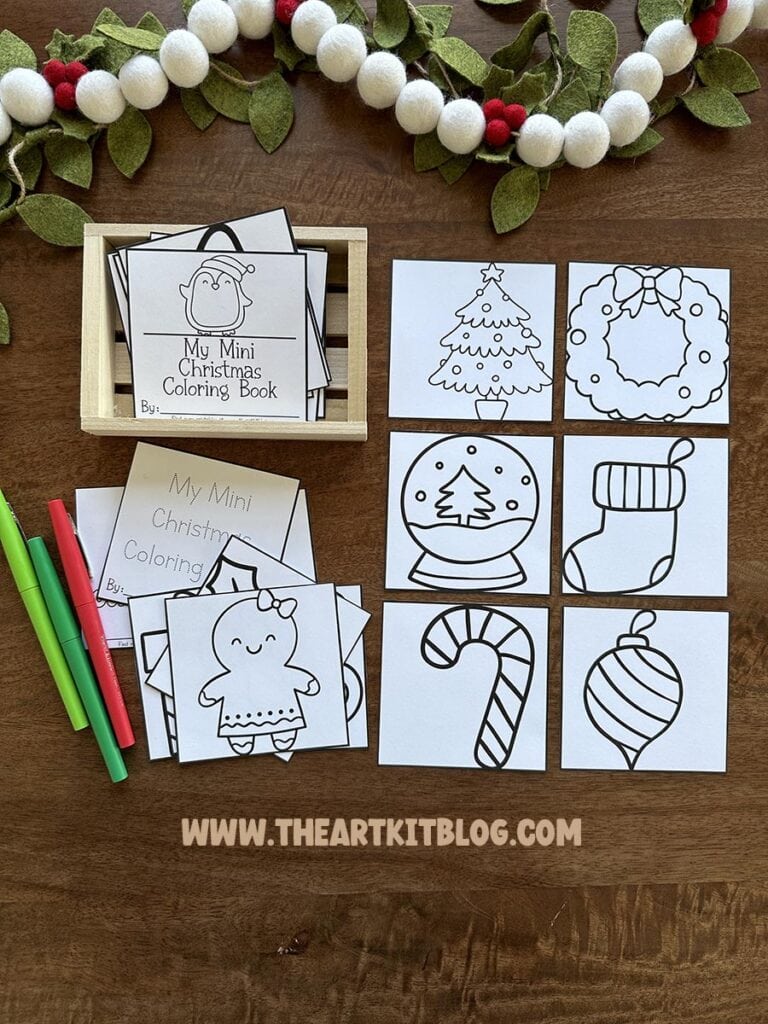 Free printable mini christmas coloring pages â the art kit