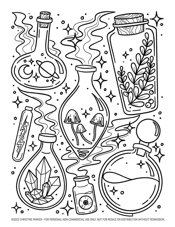 Coloring page â witchy potions â