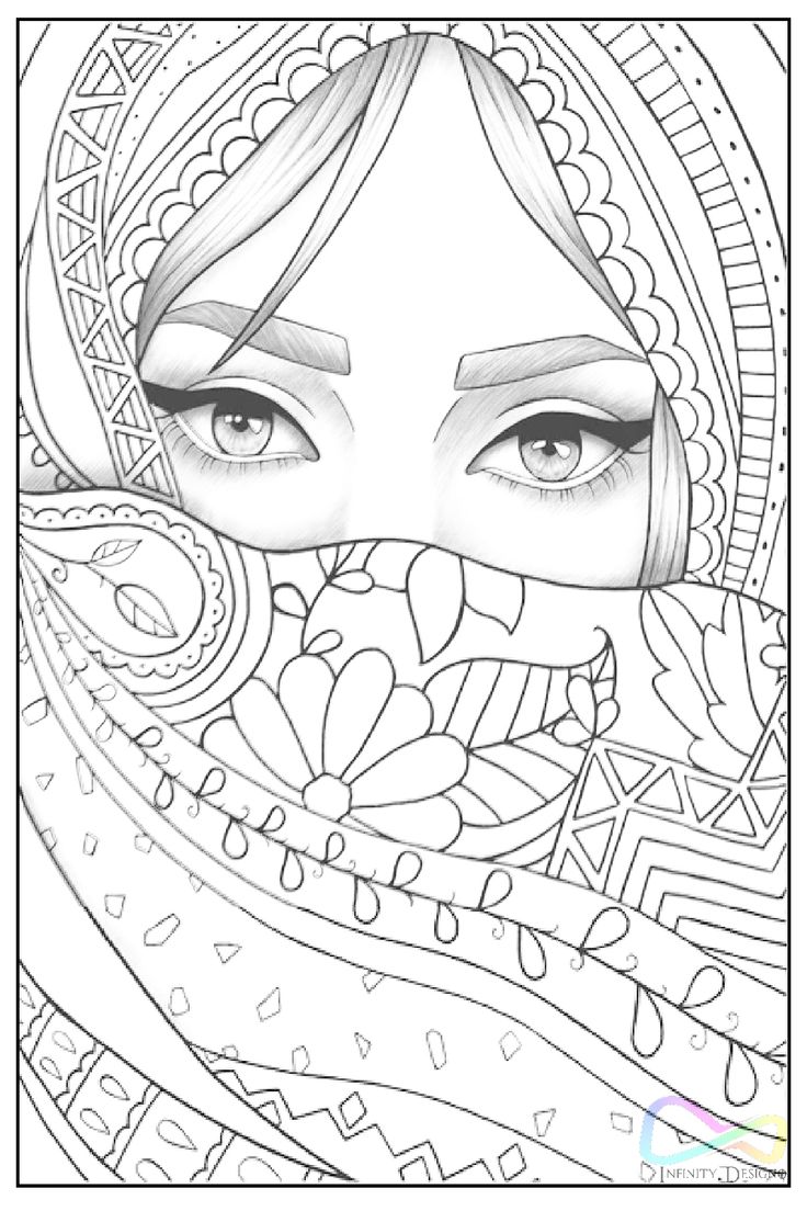 Portrait coloring pages for adults line art drawings mandala design art art drawings