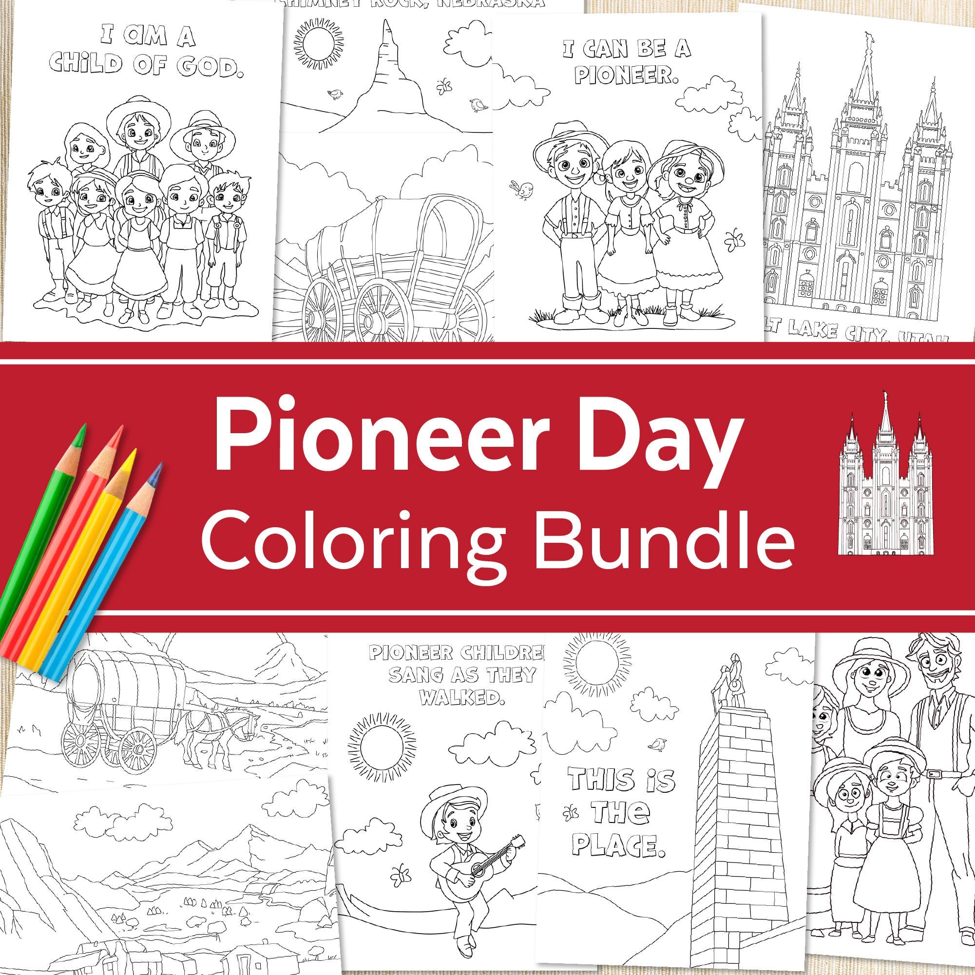 Pioneer day coloring pages â ministering printables