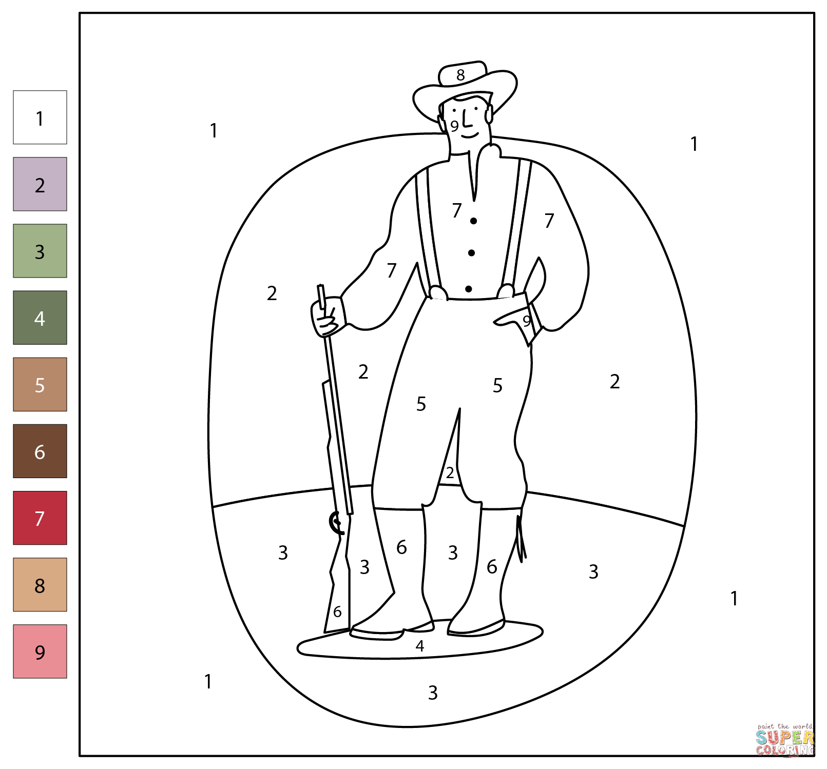 Pioneer color by number free printable coloring pages