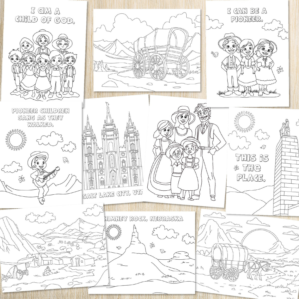 Pioneer day coloring pages â ministering printables