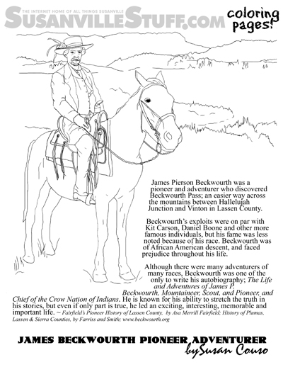 Coloring susanville james beckwourth pioneer adventurer â