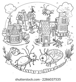 Insect black white coloring pages kids stock vector royalty free