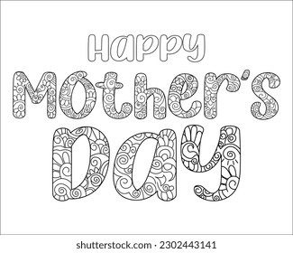 Day coloring book adult kids mothers stock vector royalty free