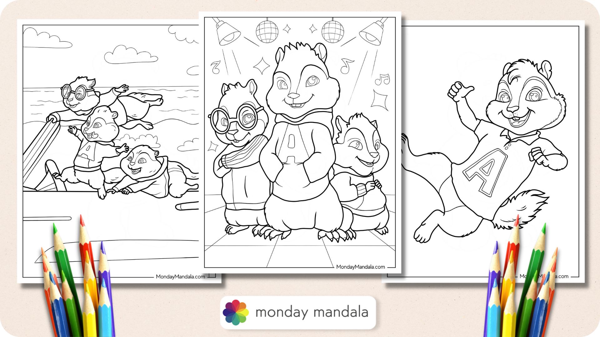 Alvin the chipmunks coloring pages free printables