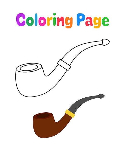 Premium vector coloring page with smoking pipe for kids