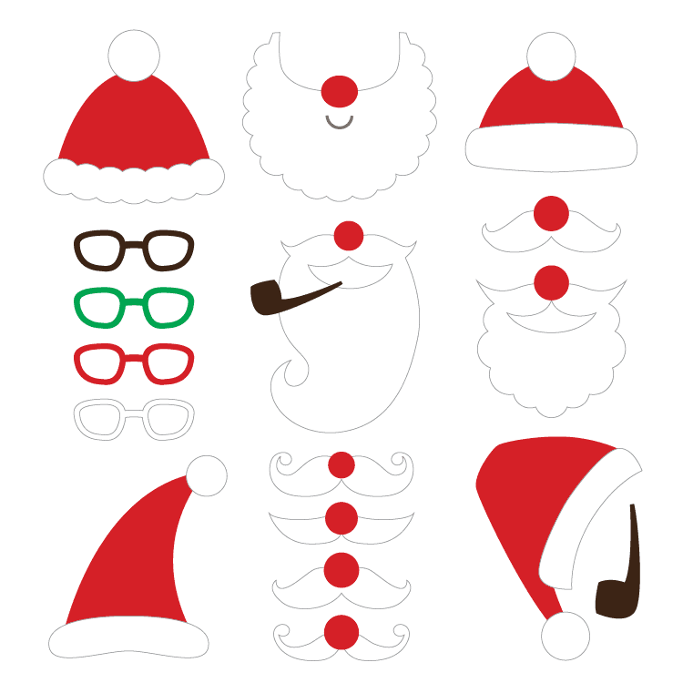 Printable santa holiday photo booth props â