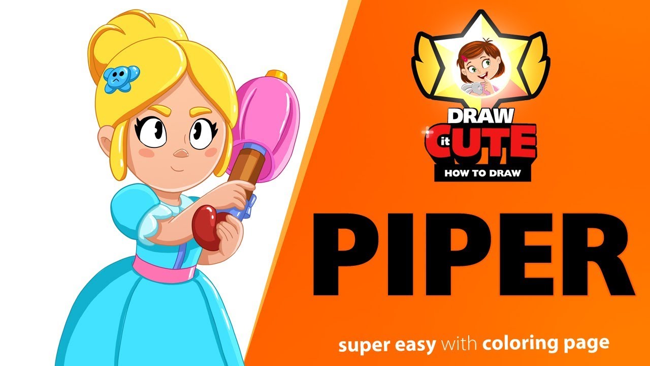 How to draw new piper brawl stars super easy drawing tutorial with coloring page