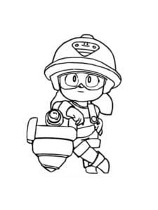 Brawl stars character witha funny headset coloring page