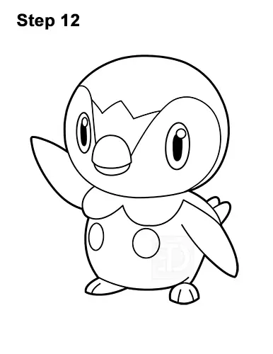 How to draw piplup pokemon video step