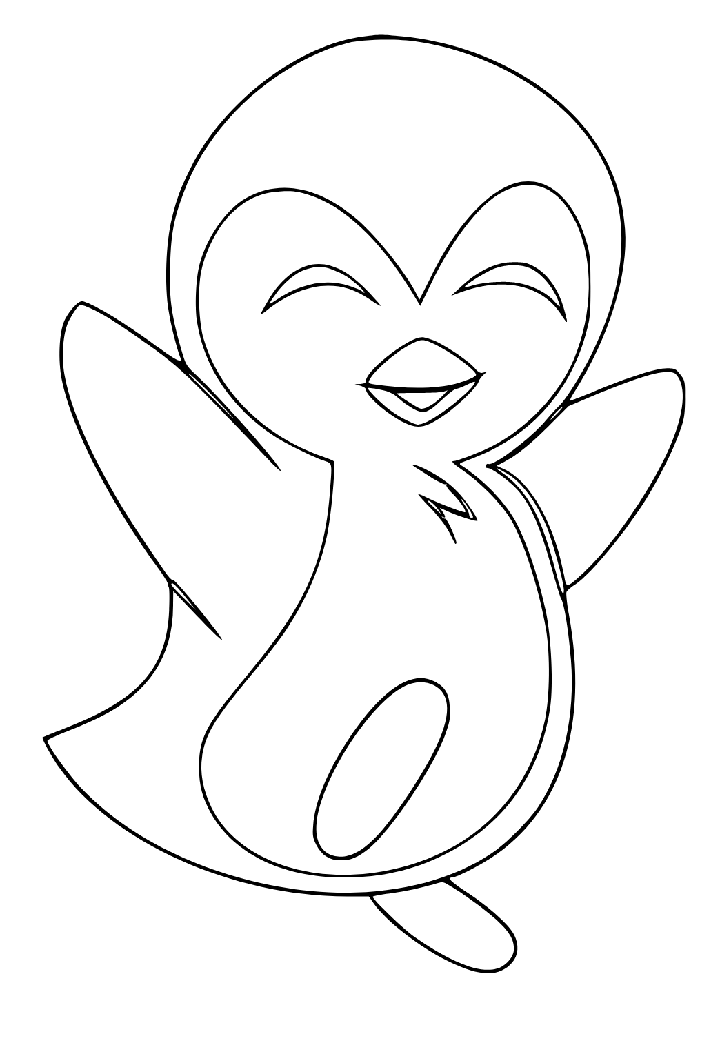 Free printable penguin funny coloring page for adults and kids