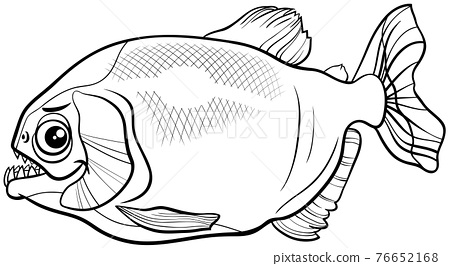 Cartoon piranha fish animal character coloring