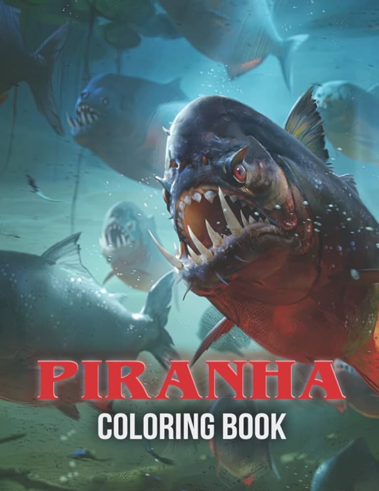 Piranha coloring book incredible coloring pages with several funny fish images for teens adults to relieve stress and unwind world painting books