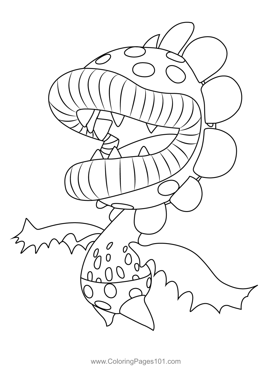 Petey piranha mario kart coloring page for kids