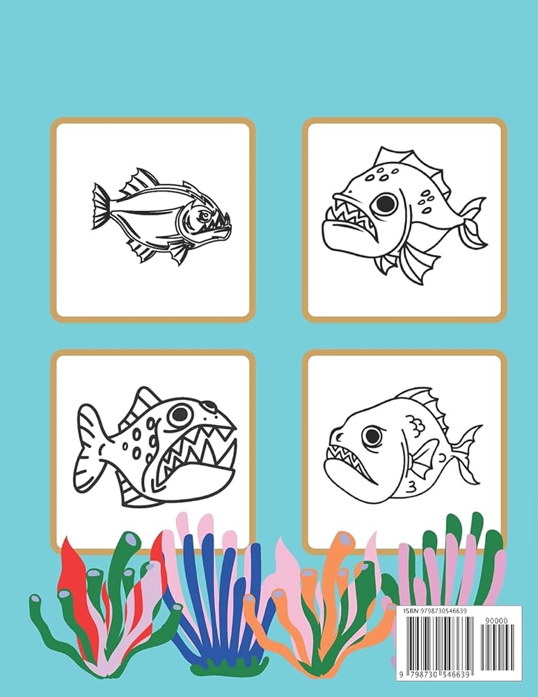 Piranha coloring book piranha activity coloring pages for kids lorek natalia books