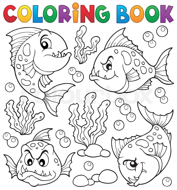 Coloring book piranha fishes theme stock vector