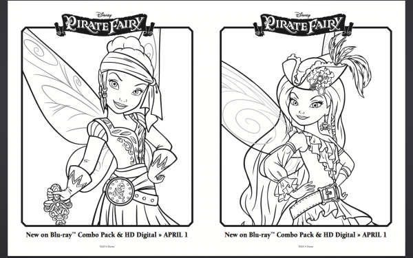 Free pirate fairy coloring pages and activity sheets