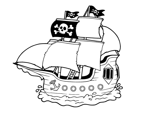 Pirate ship coloring page