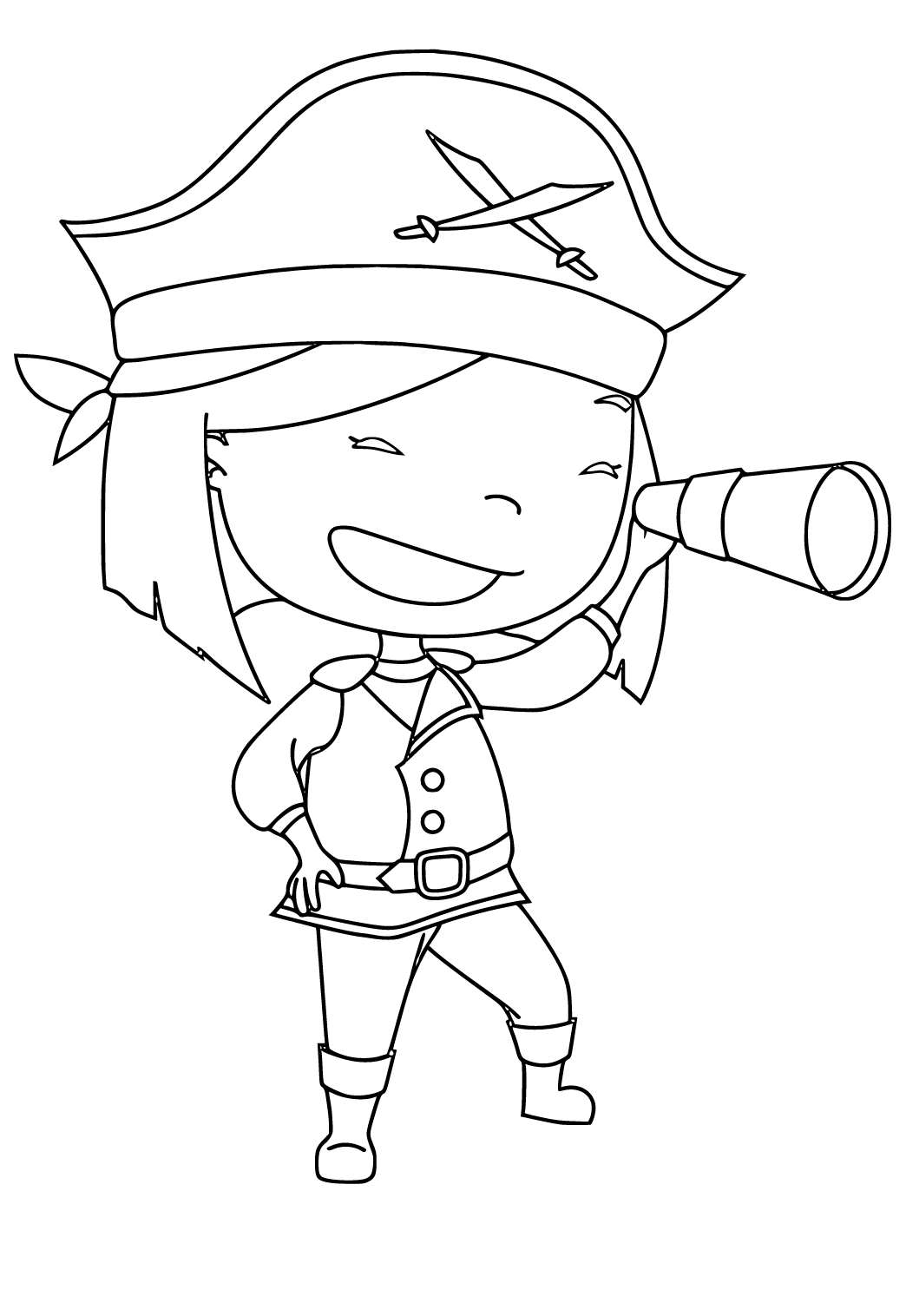 Free printable pirate easy coloring page for adults and kids