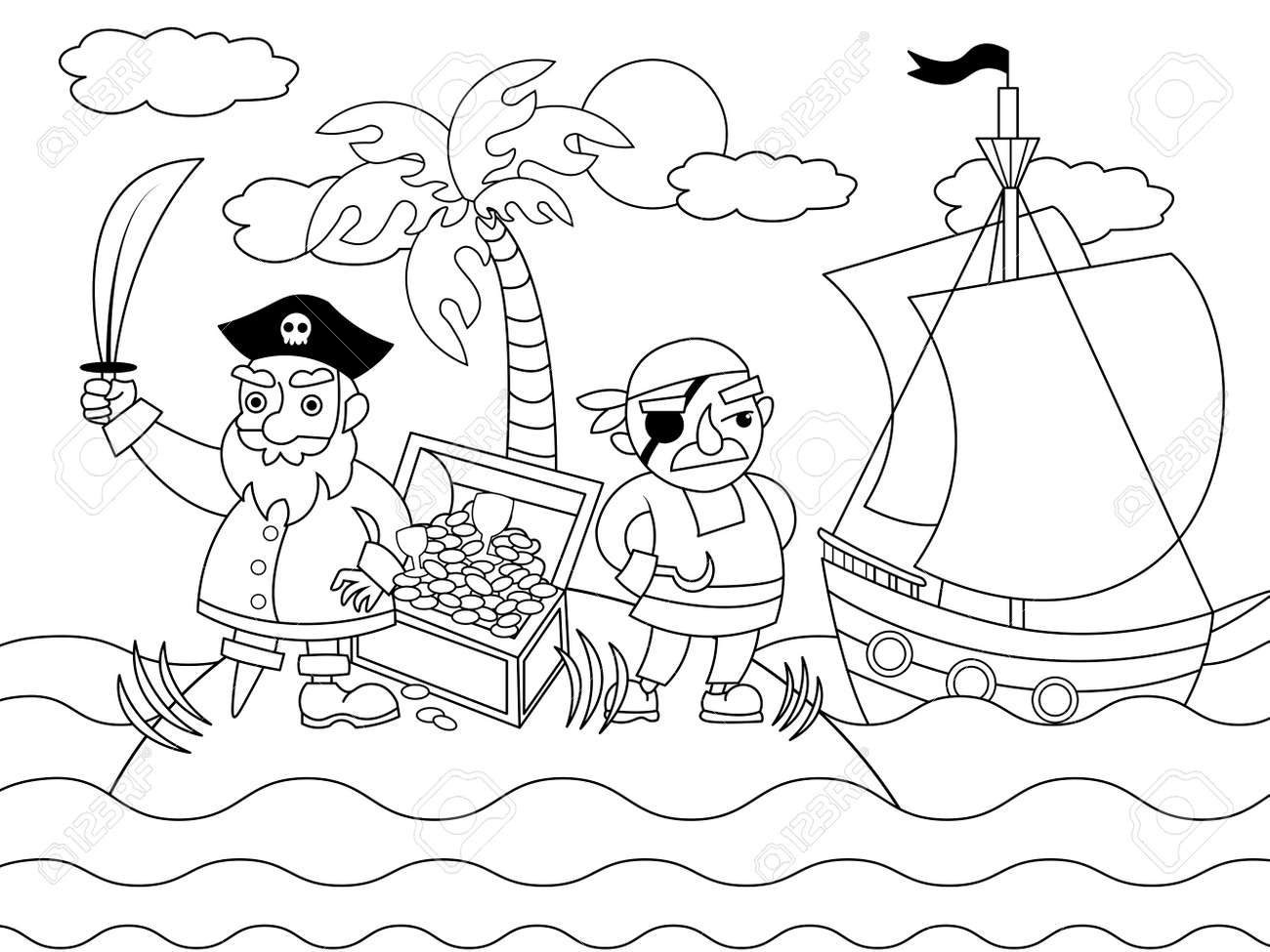 Cartoon pirates coloring vector illustration stock photo picture and royalty free image image