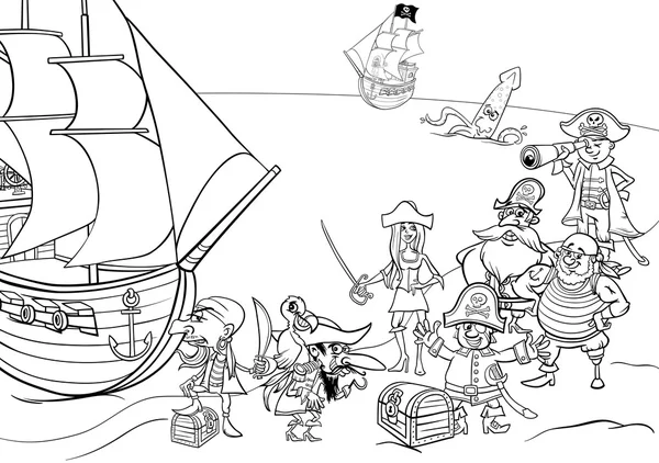 Pirate on ship cartoon coloring page stock vector by izakowski