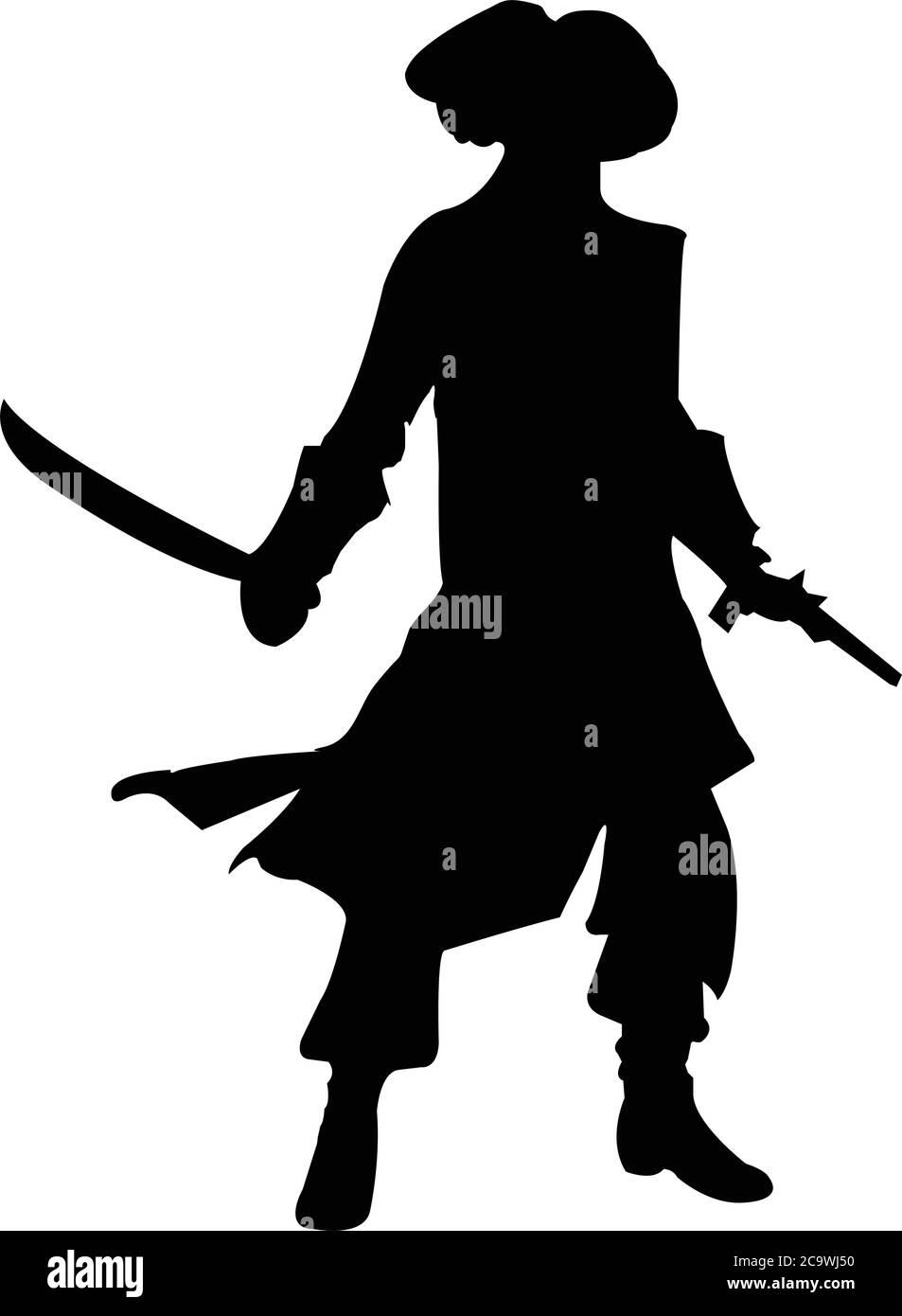 Pirate silhouette black and white stock photos images