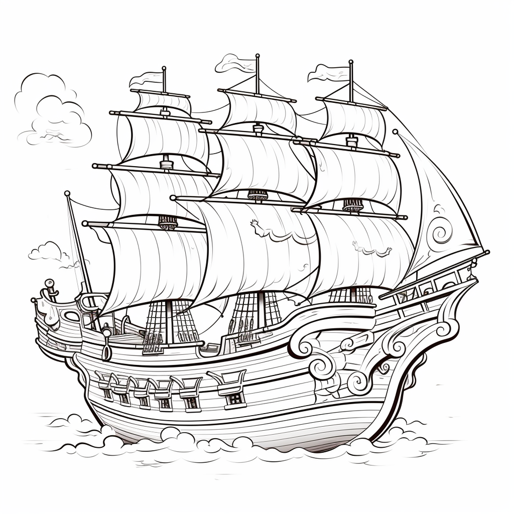 Pirate ship coloring pages