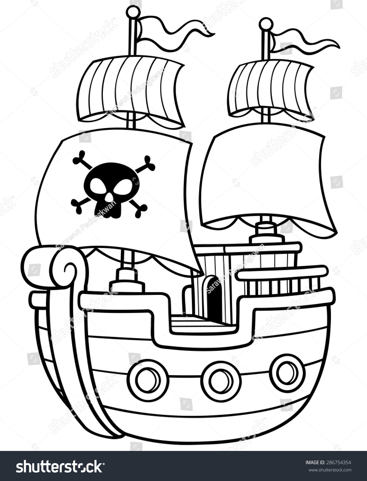 Vector illustration pirate ship coloring book stock vector royalty free