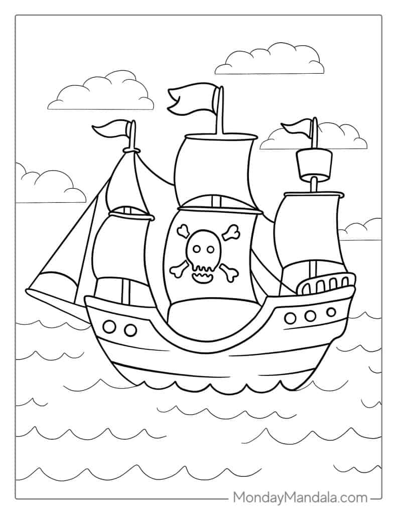 Boat ship coloring pages free pdf printables