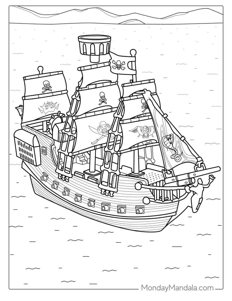 Pirate coloring pages free pdf printables