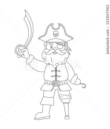 Ship sailor or old pirate with saber for