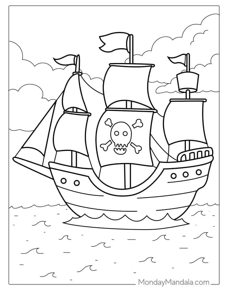 Pirate coloring pages free pdf printables