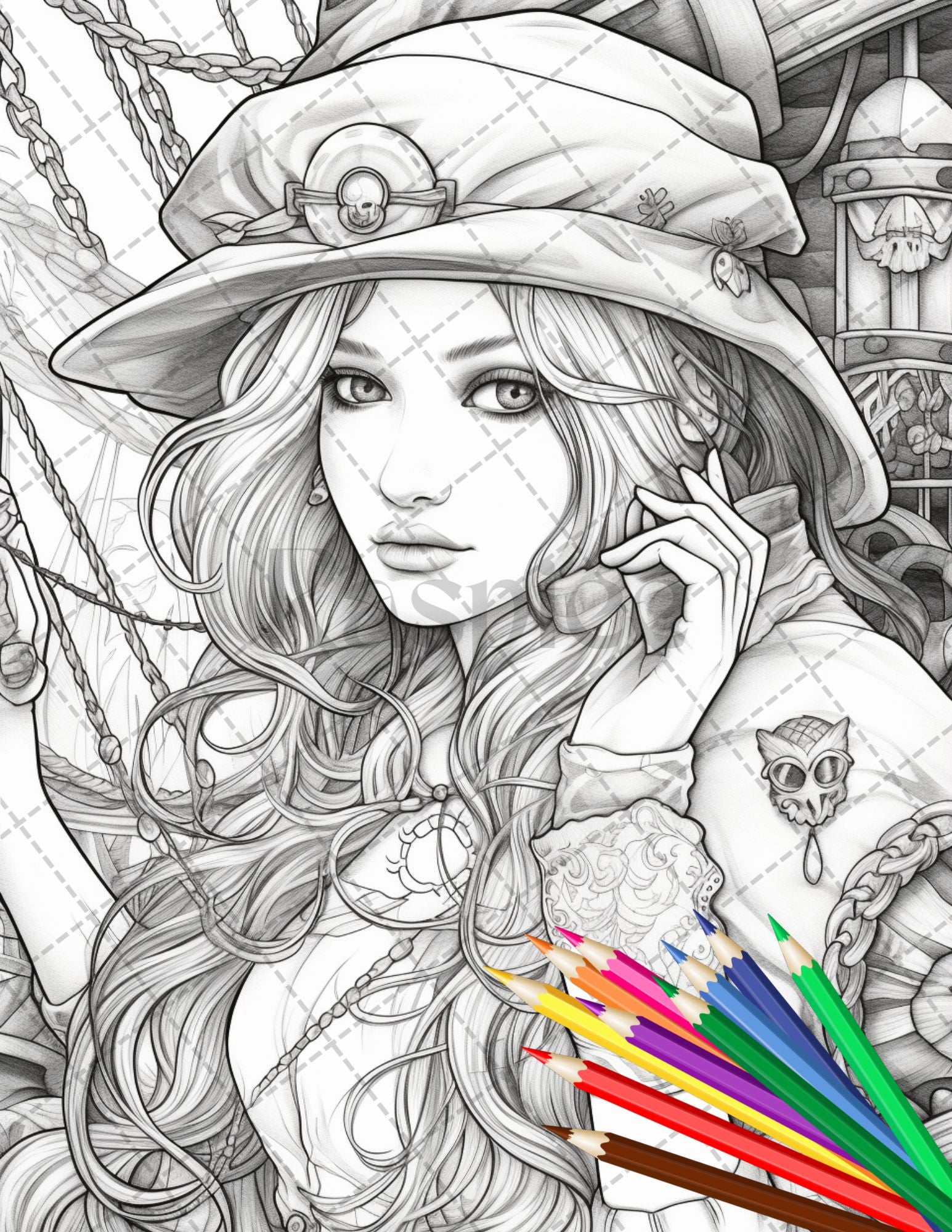 Beautiful pirate princess coloring book printable for adults grays â coloring