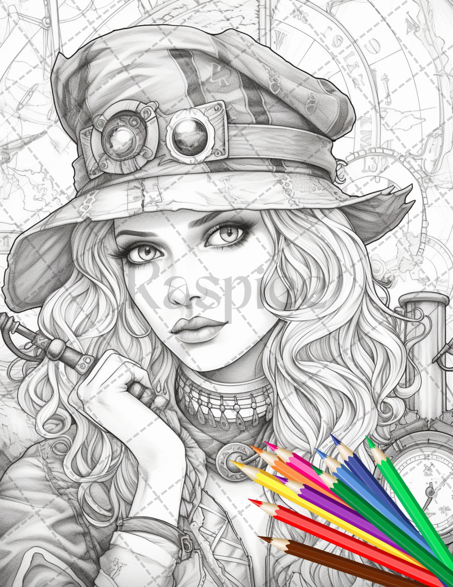 Beautiful pirate princess coloring book printable for adults grays â coloring