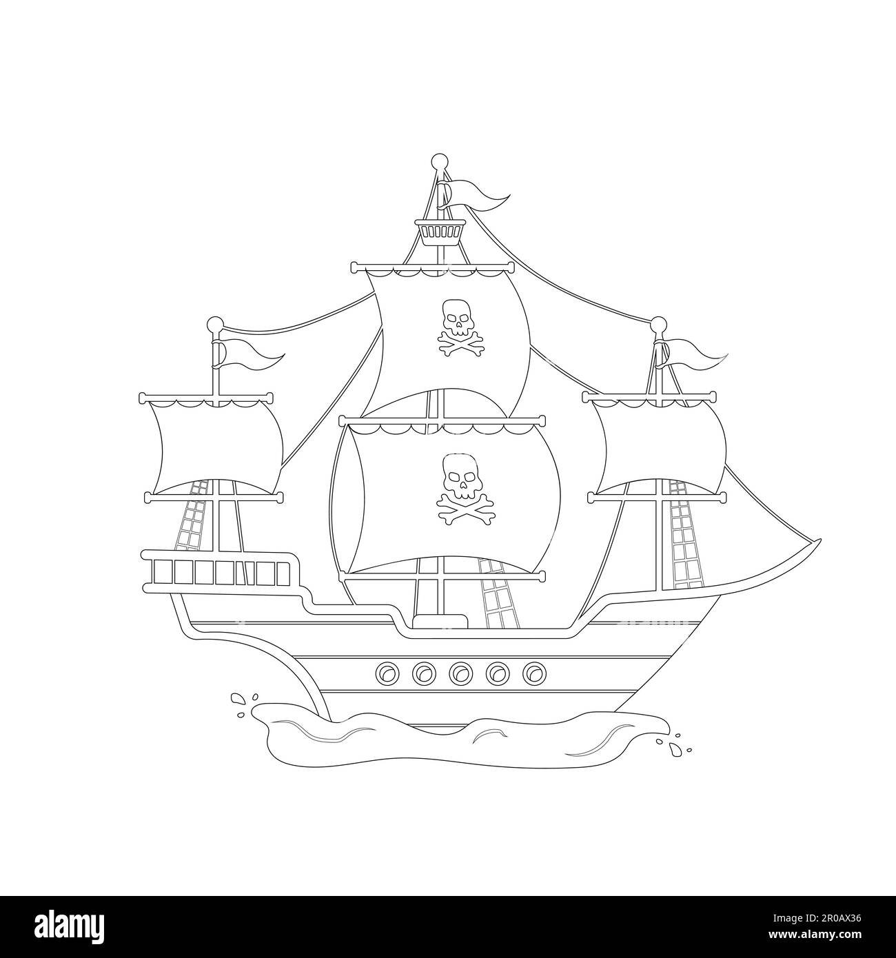 Wooden pirate ship for coloring book piracy black and white coloring page isolated vector outline illustration children education stock vector image art