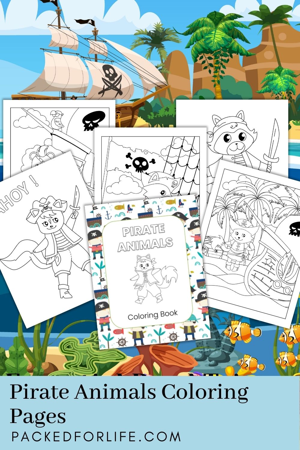 Pirate animals coloring book pages â packed for life