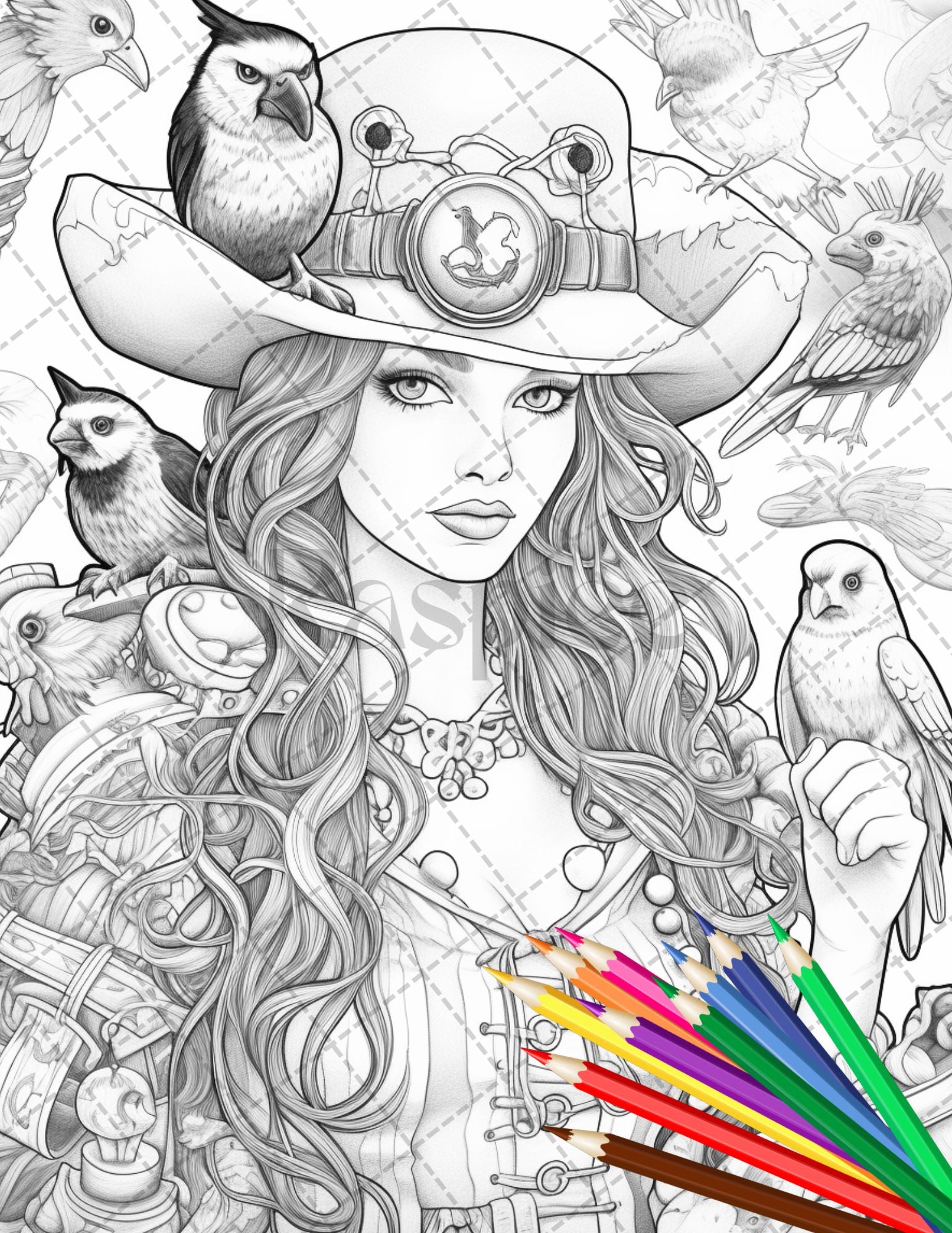 Beautiful pirate princess coloring book printable for adults grays â coloring