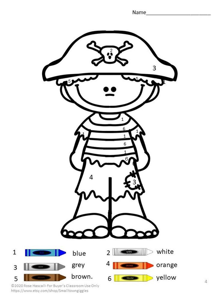 Pirate color by number coloring pages digital downloadearly