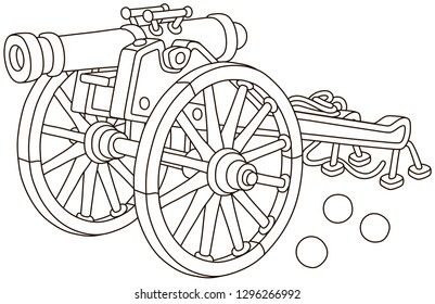 Old pirate gun castiron cannonballs big stock vector royalty free