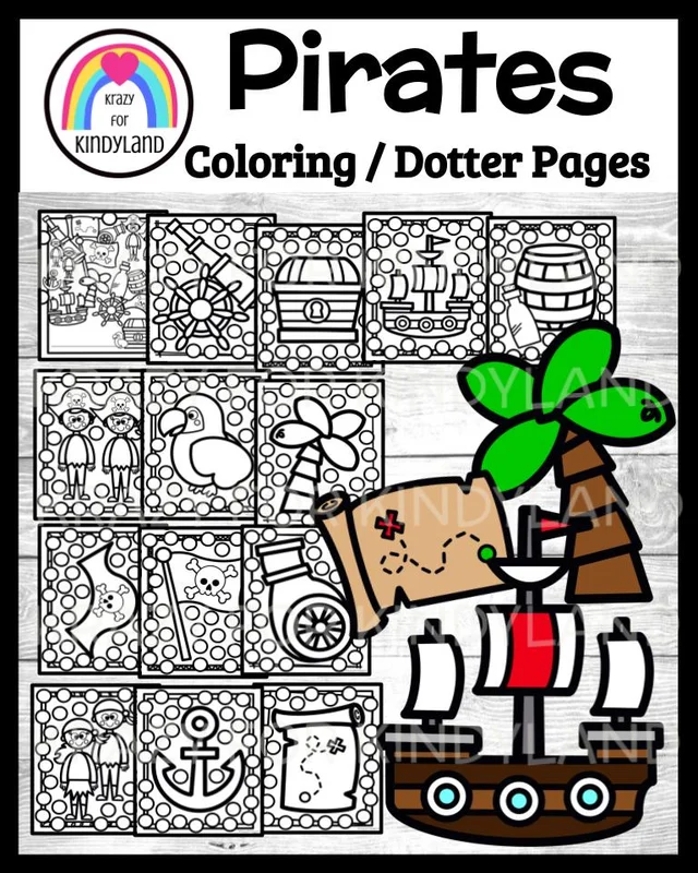 Pirate coloring dauber pages booklet parrot cannon anchor ship treasure kindergarten craft activities booklet kindergarten activities