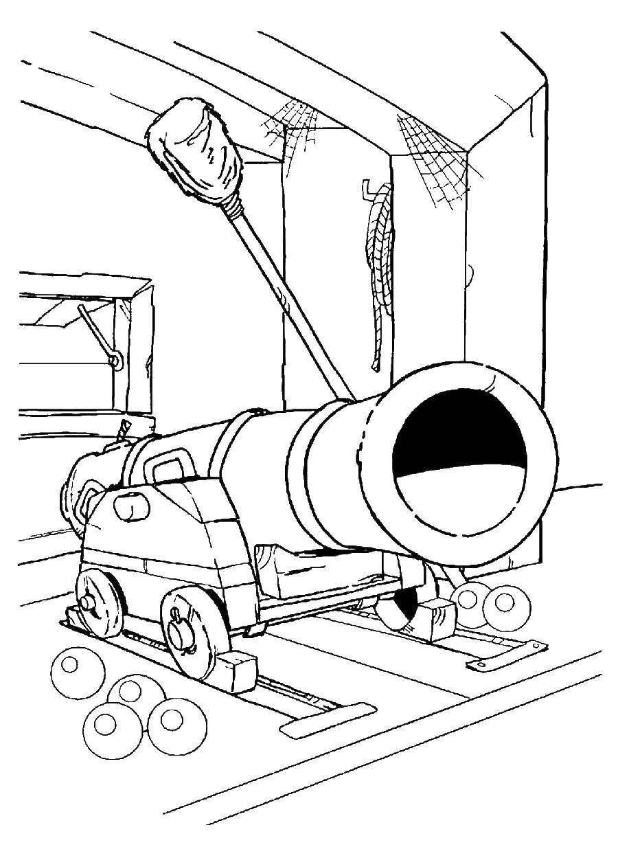 Online coloring pages gun coloring gun on the ship the pirates