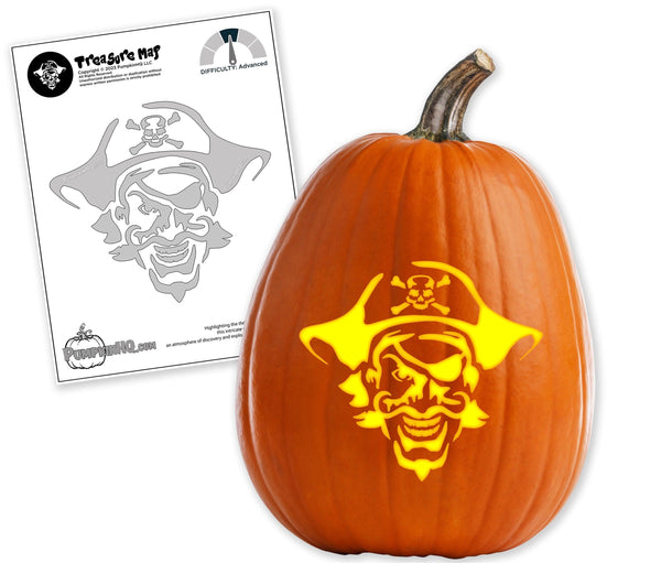 Pirate skull face pumpkin carving stencil