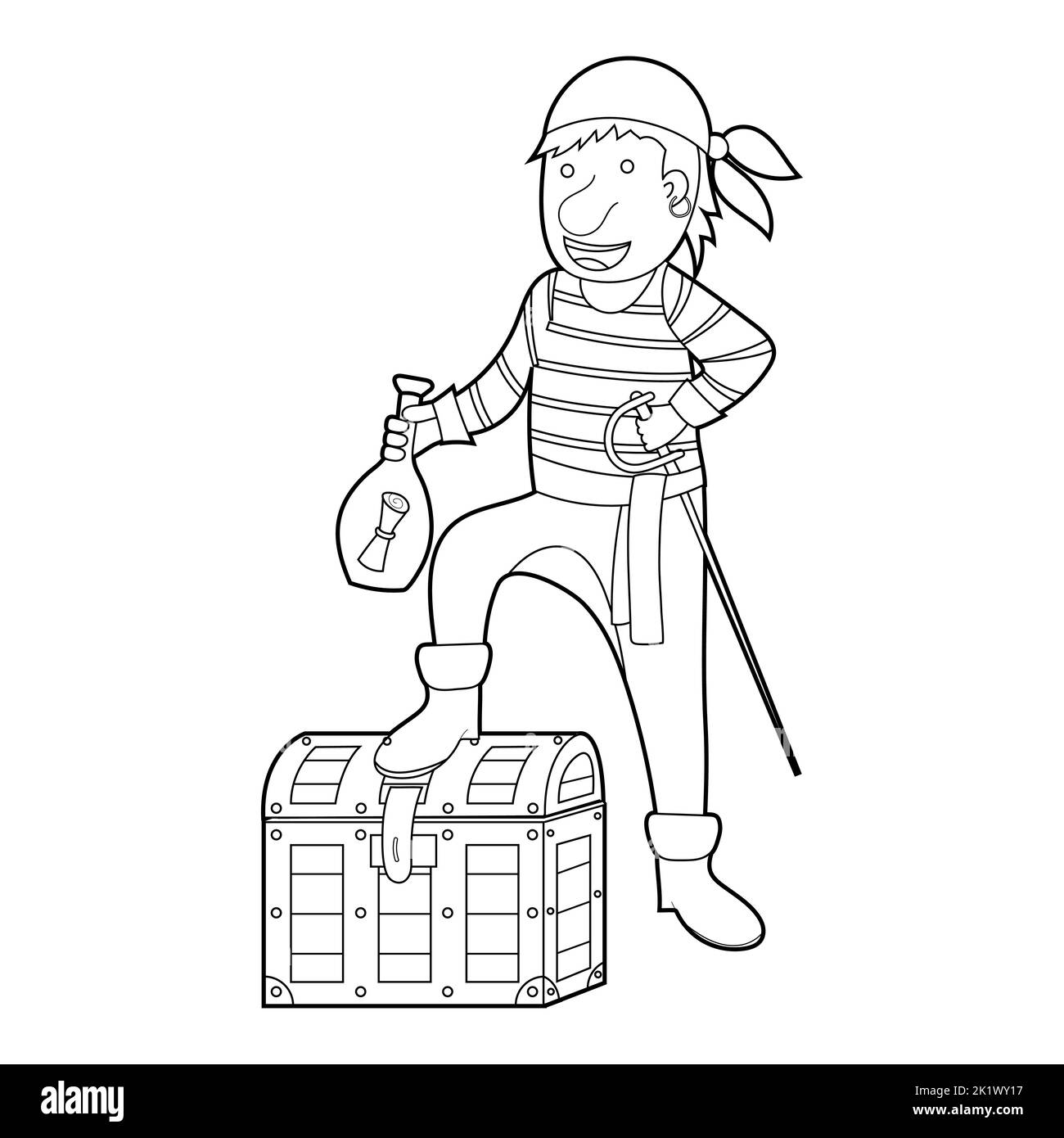 Treasure chest illustration black and white stock photos images