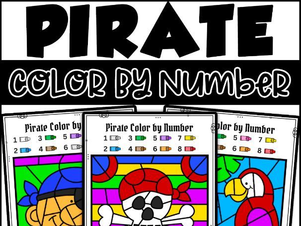 Pirate themed color by number activities i pirate math coloring sheets for pre