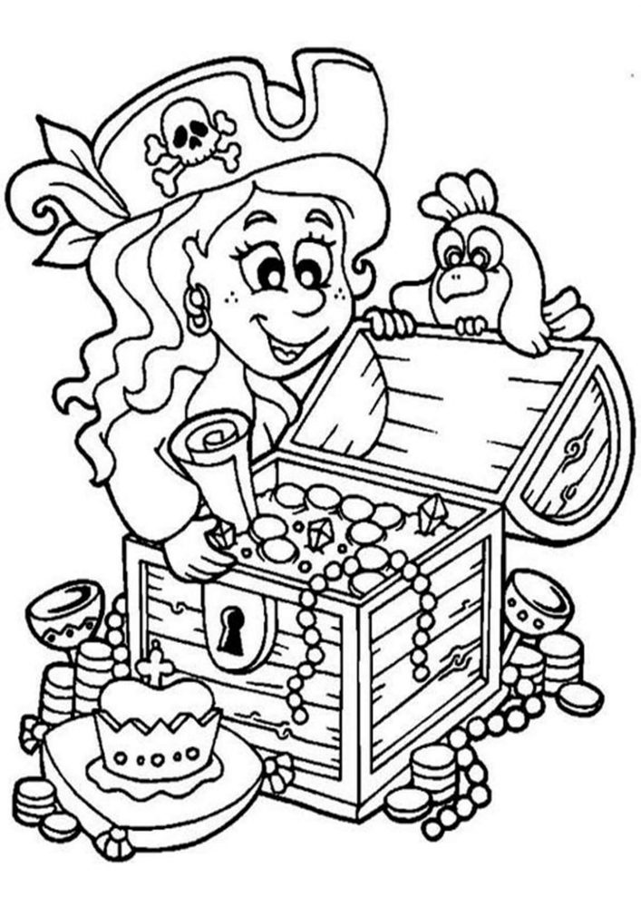 Free easy to print pirate coloring pages