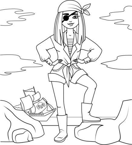 Pirate girl coloring page free printable coloring pages