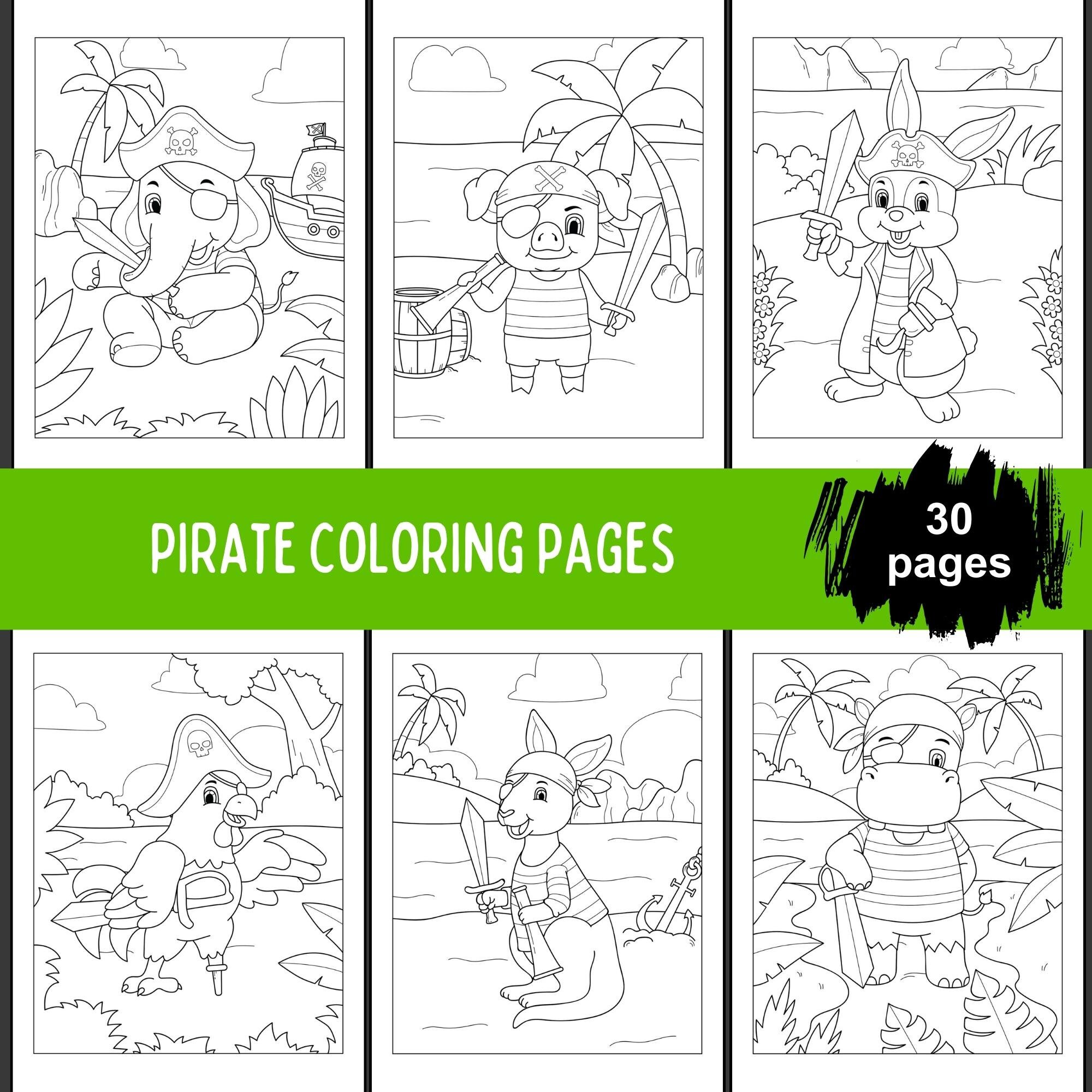 Pirate animal coloring pages for kids pirate activity pages pirate birthday party cute animal coloring book pirate games for kids