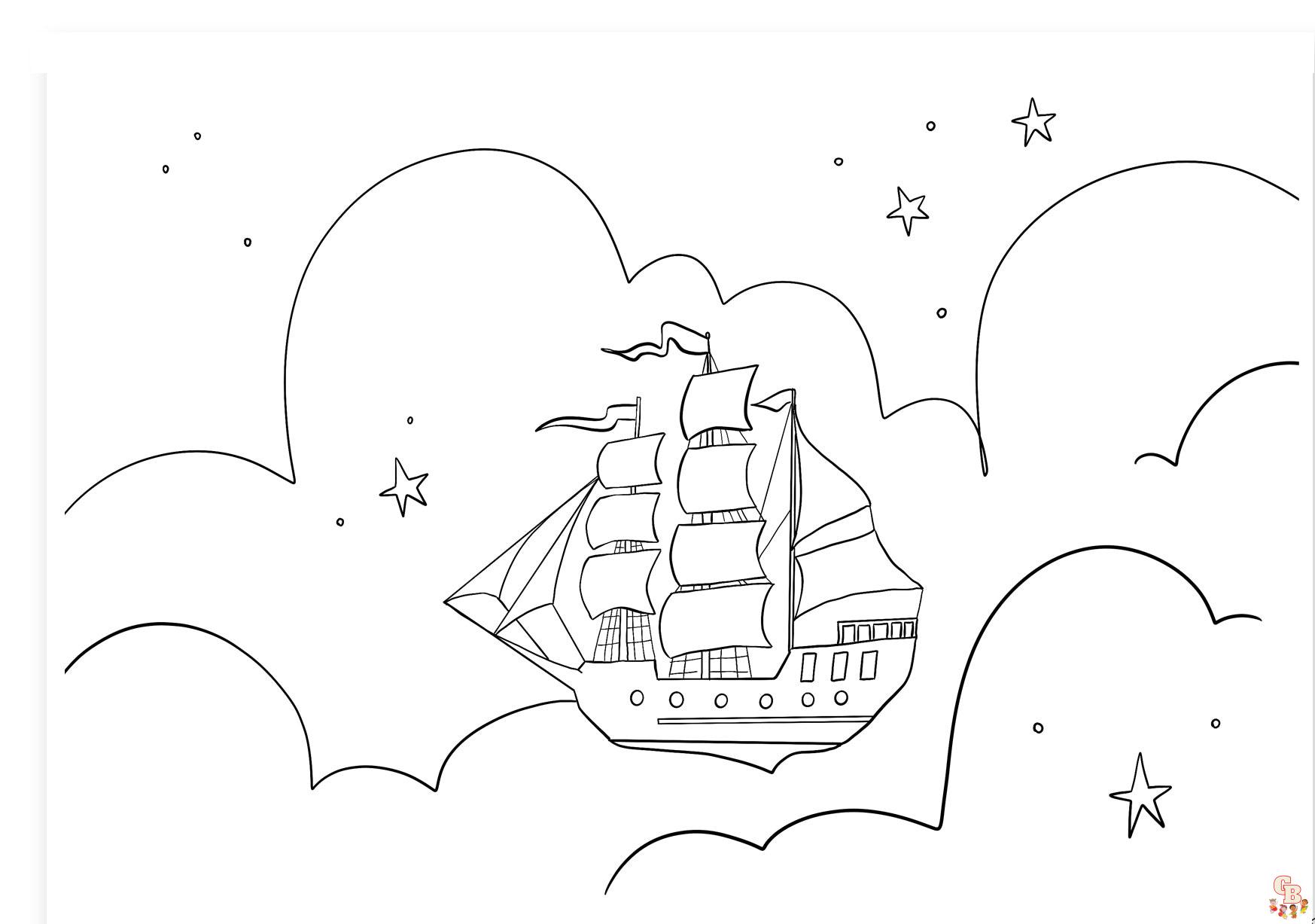 Pirate ship coloring free printable sheets for kids